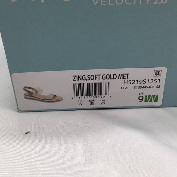 Lifestride Velocity Zing, Soft gold metalic Sandal Women's 9 NWT - Picture 5 of 5